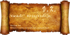 Vankó Krisztián névjegykártya